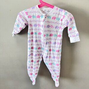 Kissy Kissy Baby Girl One Piece Elephant Escapades‎ Footies- Size 6-9m